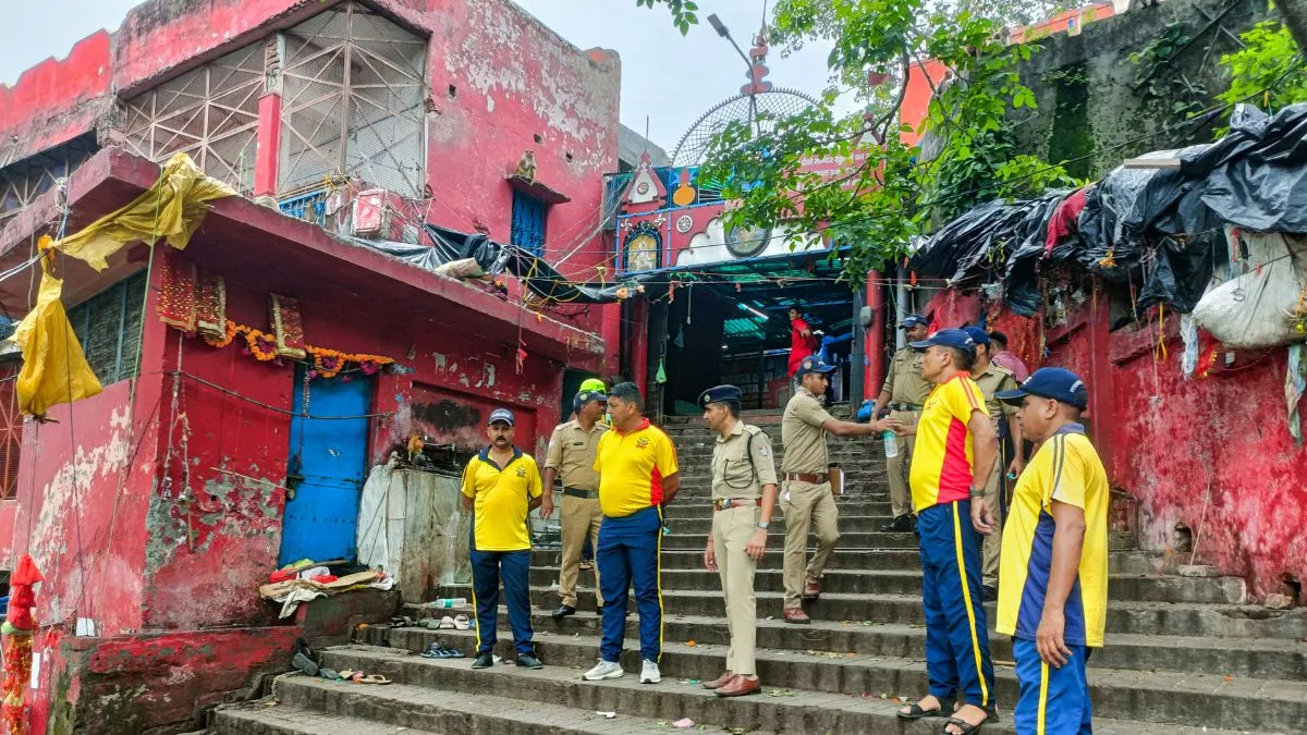 Police and SDRF personnel at the site after a stampede broke out at Mansa Devi temple, in Haridwar.
