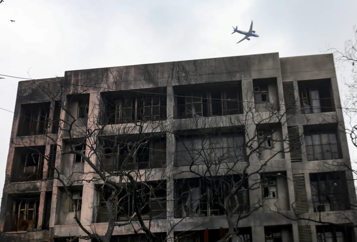 The crash site of Air India's Boeing 787-8 aircraft, which was operating flight AI 171 from Ahmedabad to London, seen a month after the tragedy, in Ahmedabad, on Saturday, July 12, 2025. 