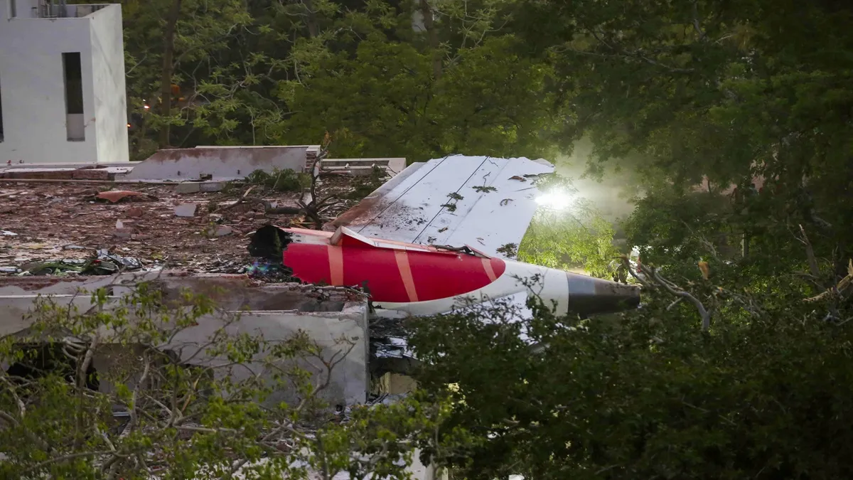 The image shows wreckage of the Air India plane that crashed moments after taking off from the Ahmedabad airport on June 12. 