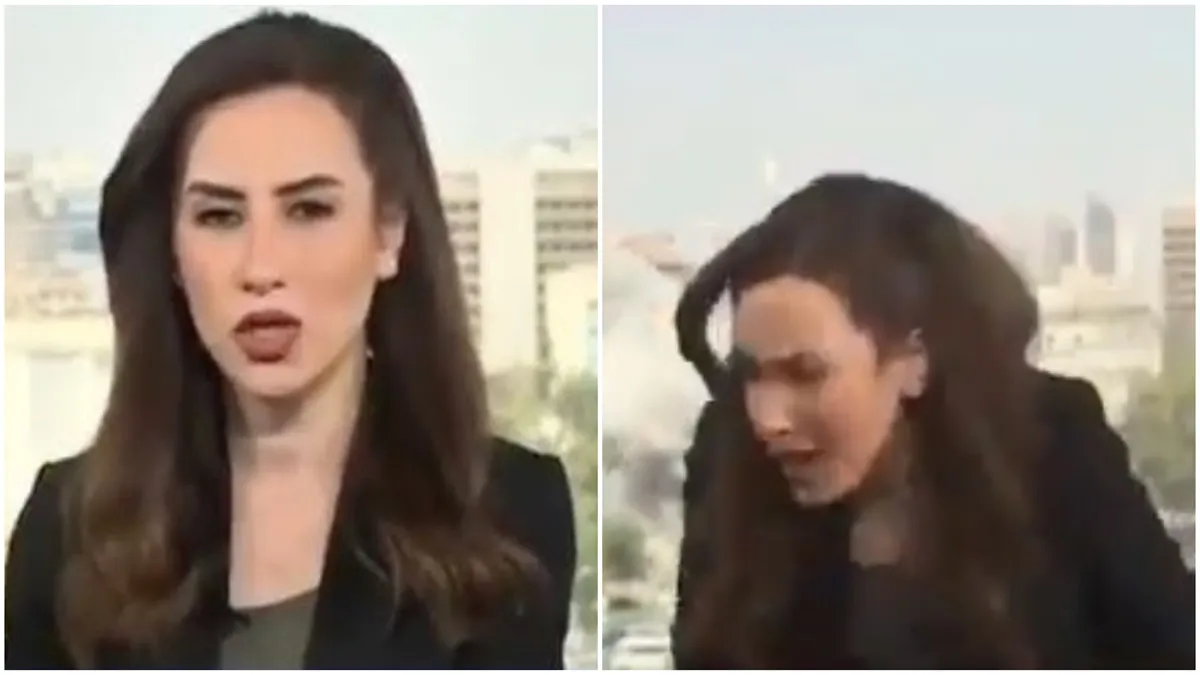 A Syrian TV anchor ran off camera during a live broadcast. 
