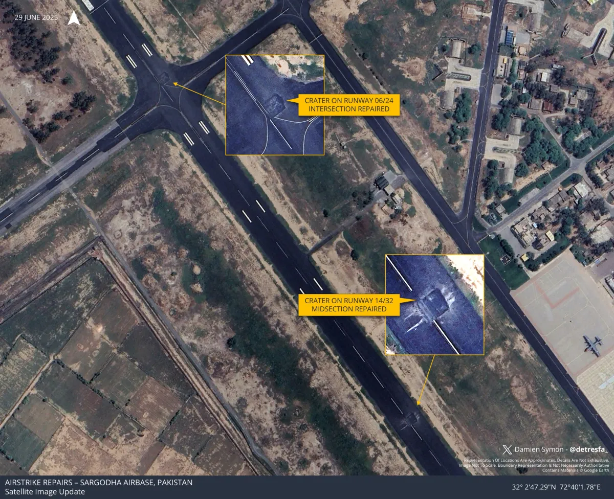 Damien Symon, geo-intelligence expert, claims India hit Pakistan's Kirana Hills, shares imagery of impact location.