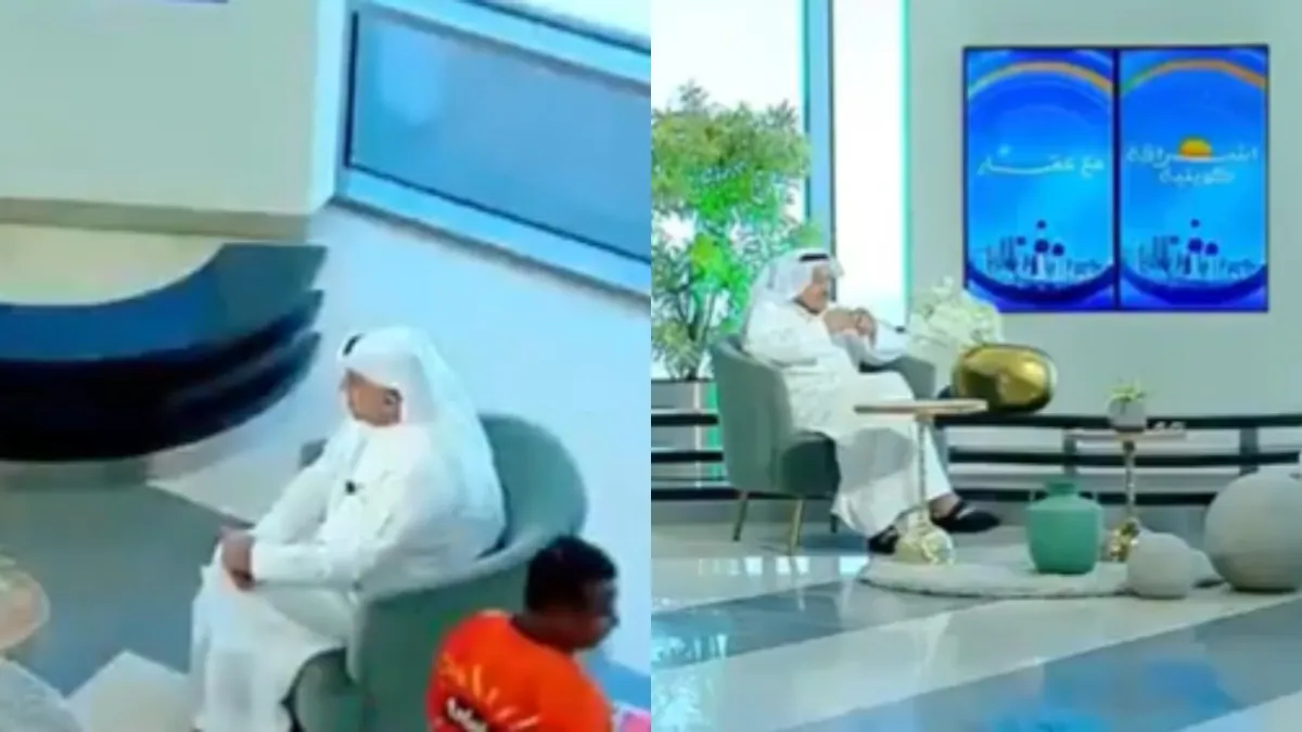 An unexpected entry of a delivery man surprises the Kuwaiti news scene.