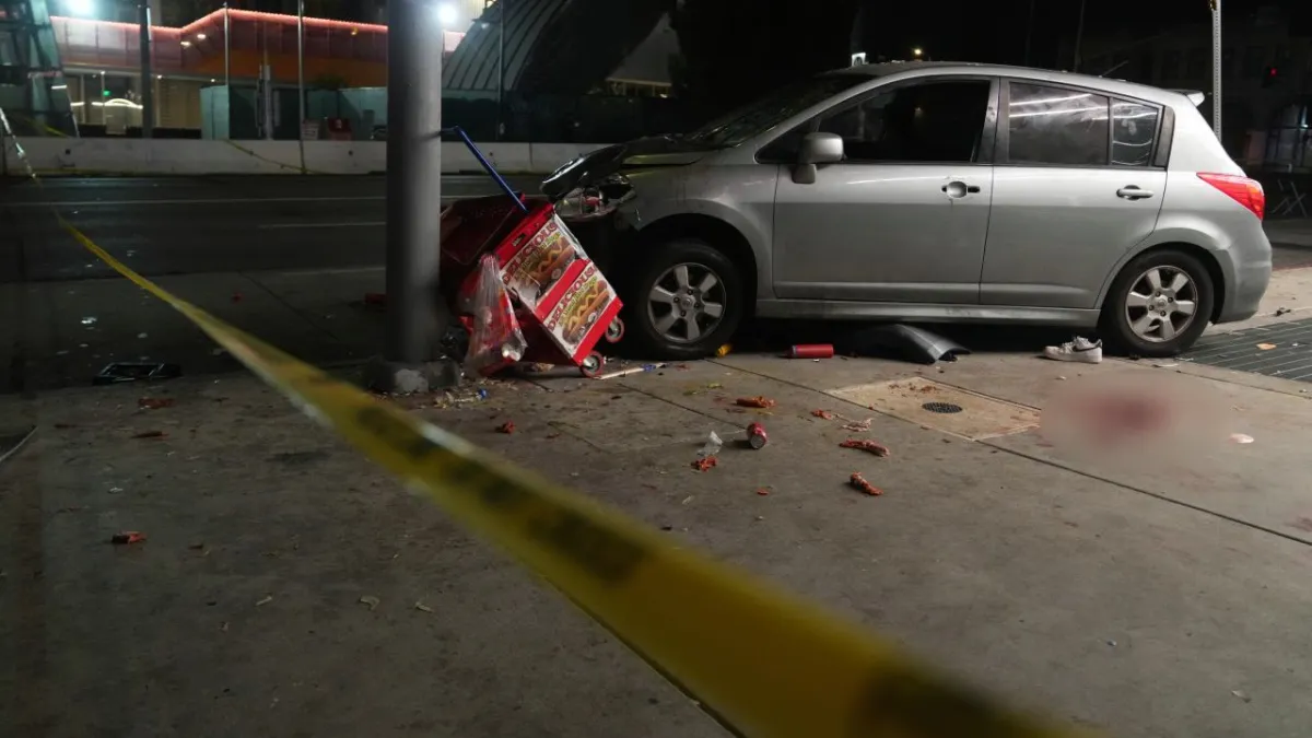 A car drove into a crowd on a busy evening in East Hollywood in Los Angeles, injuring more than 20 people.