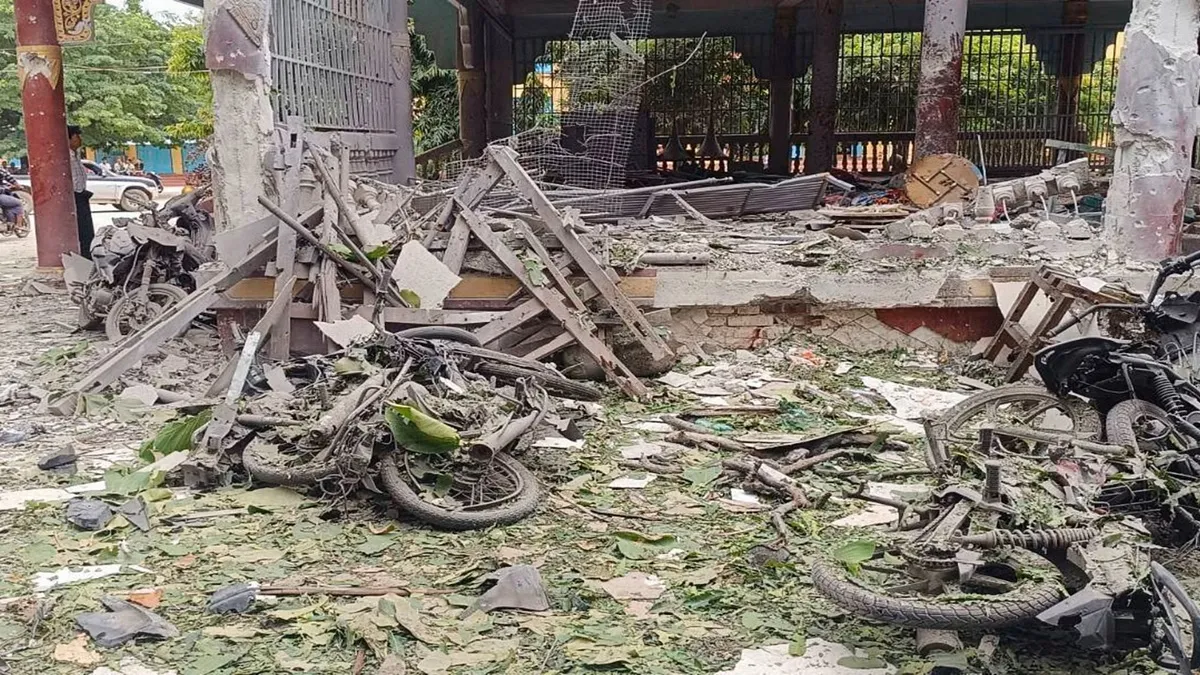 The monastery in Lin Ta Lu village was targeted by the aerial attack.  