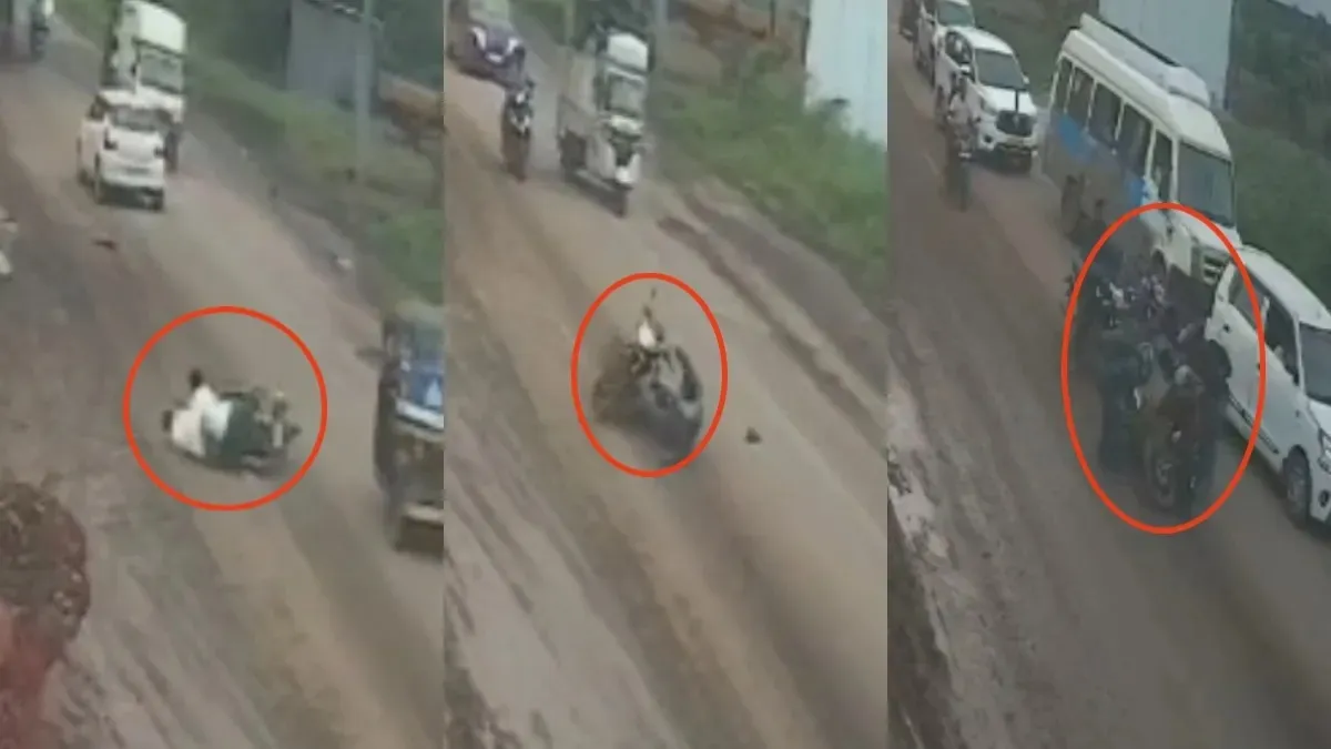Locals blamed the civic body for using loose soil instead of proper material for patchwork, turning the road hazardous after rains. 