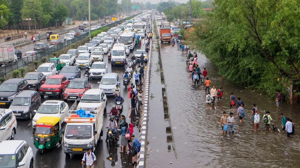 Traffic was disrupted in Delhi on Friday as several roads in the city were flooded with water and blocked by uprooted trees following rains and dust storms in the early hours.