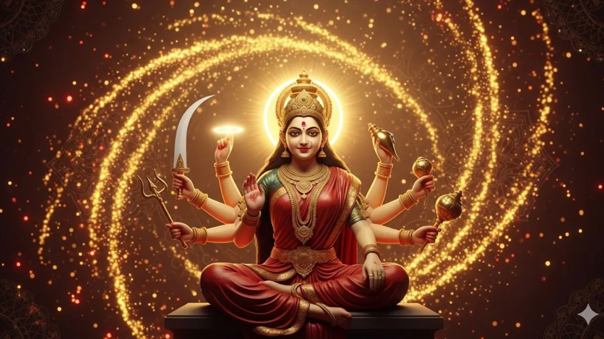 A divine depiction of Goddess Durga, shared widely on Mahalaya 2025 as devotees welcome Maa Durga for Durga Puja