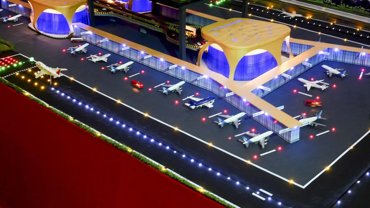A miniature replica of Navi Mumbai International Airport.
