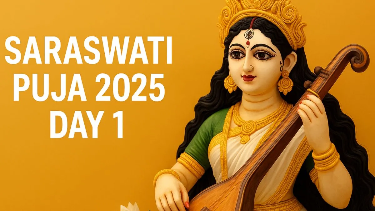 Saraswati Puja 2025 Day 1 will be observed on Sept 29 with Saraswati Avahan rituals dedicated to invoking Goddess Saraswati.