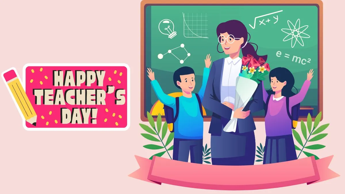 Happy Teachers’ Day 2025 — students honour their teacher with flowers and gratitude in the classroom