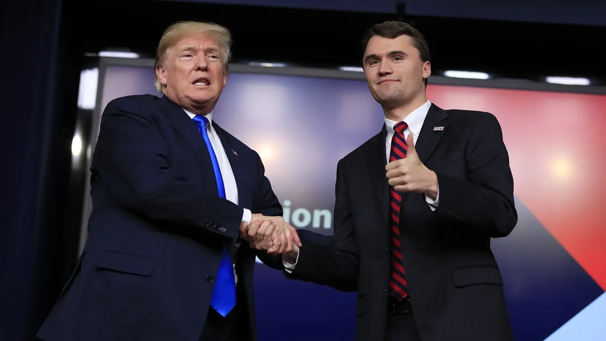 Donald Trump with Charlie Kirk.