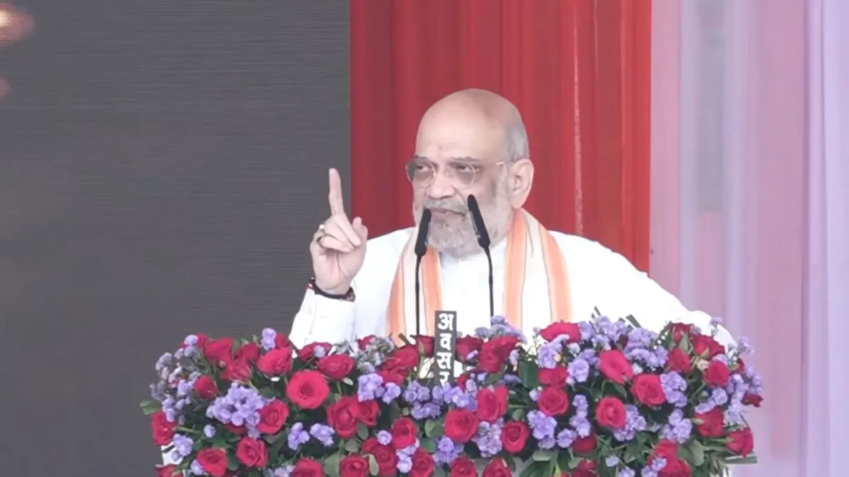 Union Home Minister Amit Shah addresses a rally in Chhattisgarh's Jagdalpur. Amit Shah