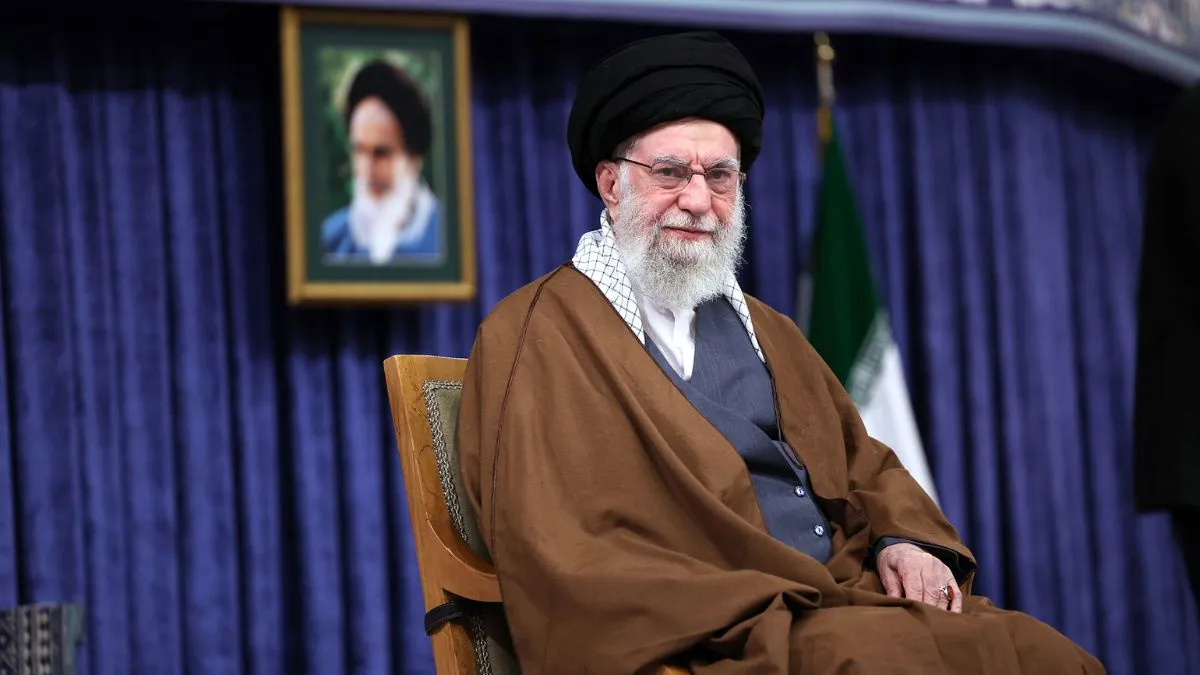 Iran's supreme leader Ayatollah Ali Khamenei listens to a speaker in a meeting in Tehran.