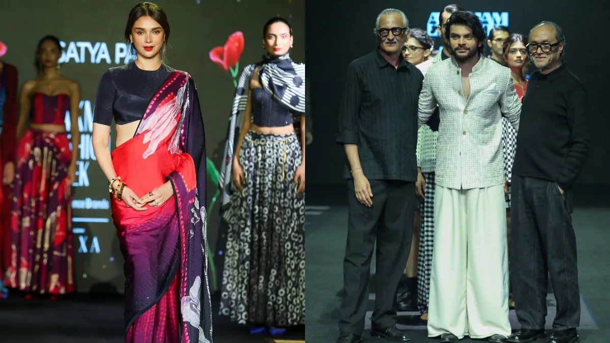 Aditi Rao Hydari and Veer Pahariya at Lakme Fashion Week 2025