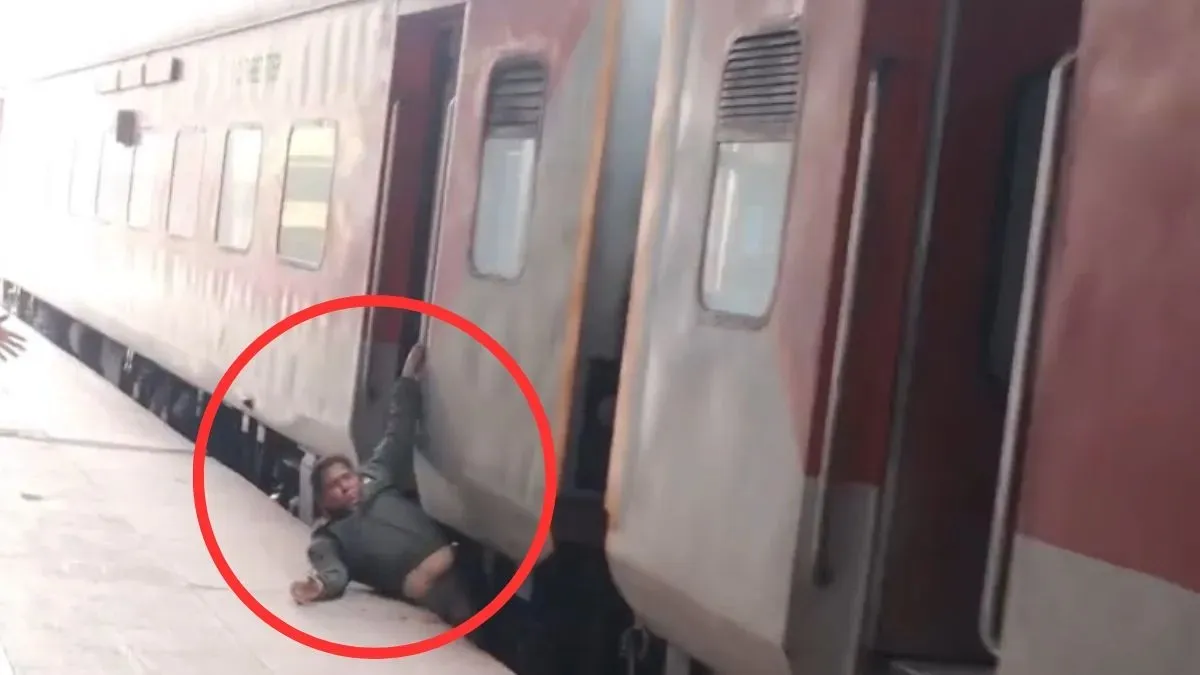 The screengrab of the incident. Kanpur train tragedy