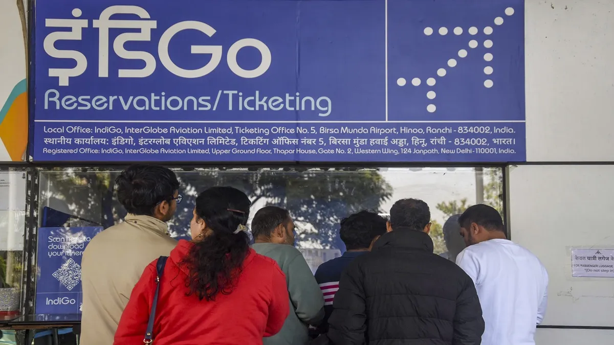 Passengers were seen enquiring at an IndiGo airlines counter amid flight disruptions at Birsa Munda Airport in Ranchi on December 7.