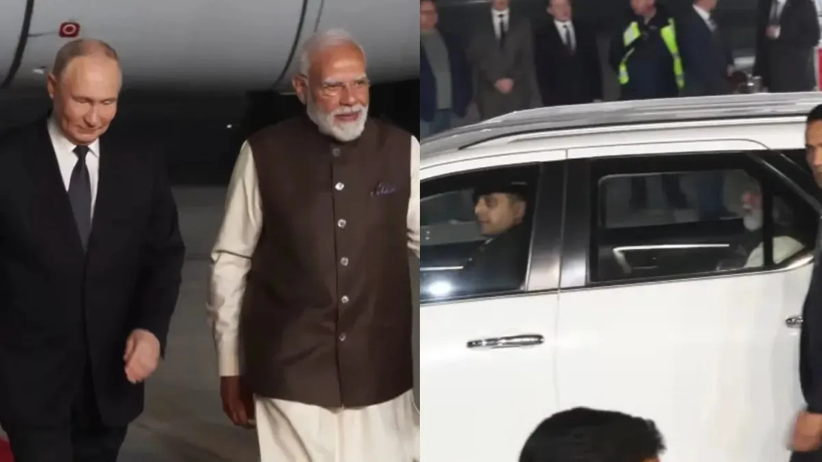 Prime Minister Narendra Modi and Russian President Vladimir Putin travelled in the same car from the Palam Airport. 