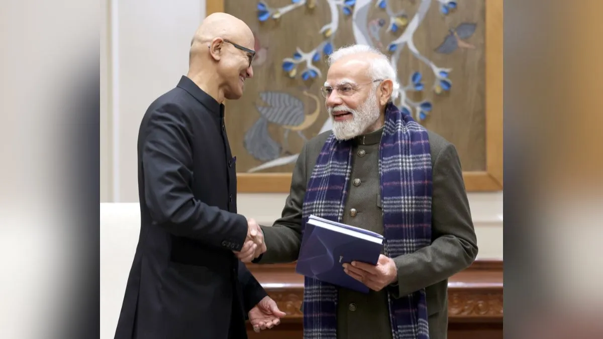 Microsoft chief Satya Nadella with Prime Minister Narendra Modi. 