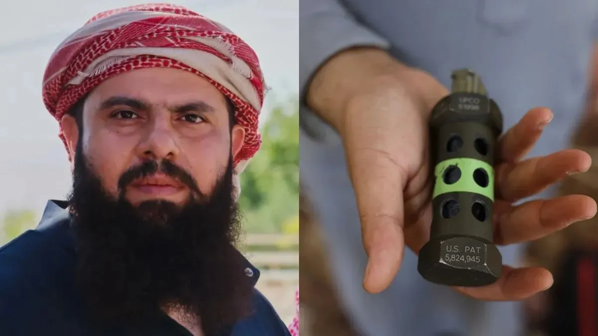 Khaled al-Masoud and a part of the weapons used in his killing.