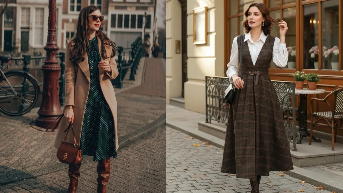 Ways to layer dresses in winter.