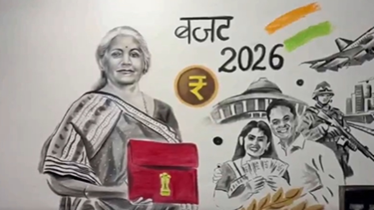 Budget 2026: Amroha artist creates charcoal sketch ahead of presentation | WATCH