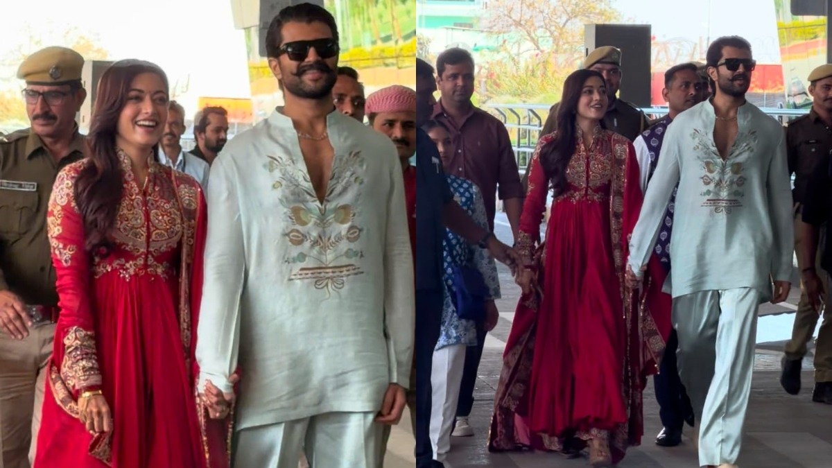 Rashmika Mandanna and Vijay Deverakonda hold hands, make first public appearance after wedding | Watch