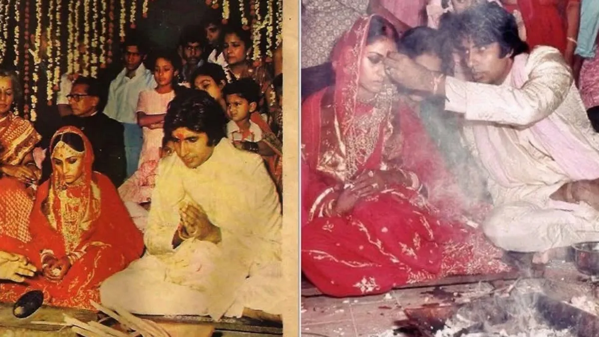 Jaya Bachchan and Amitabh Bachchan's wedding picture. Jaya Bachchan and Amitabh Bachchan's wedding picture.