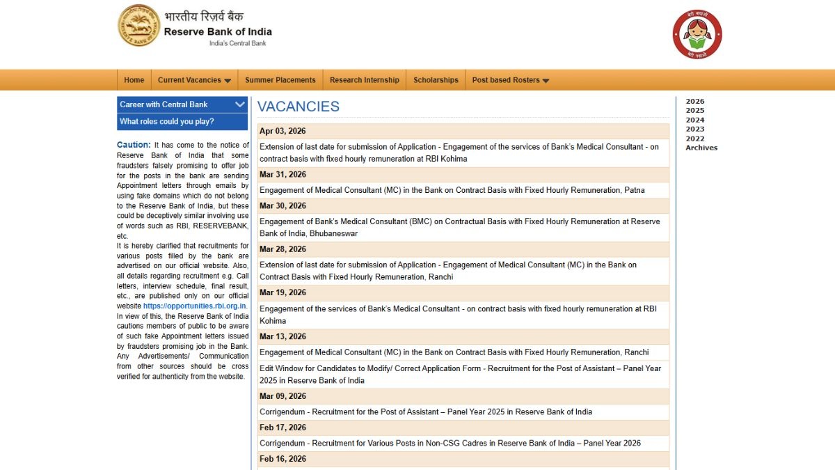 RBI Assistant admit card 2026 out at rbi.org.in; how to download
