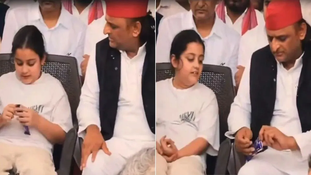 Akhilesh Yadav with Prateek Yadav's daughter. Prateek Yadav death