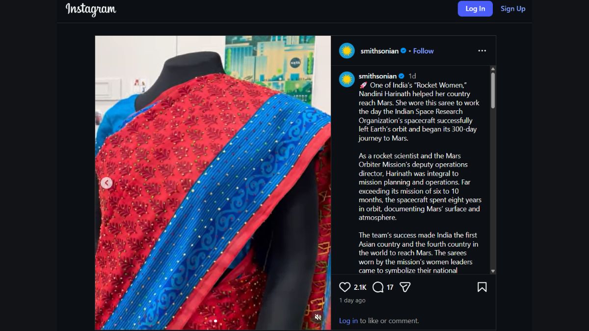 ISRO Scientist Nandini Harinath’s saree from Mangalyaan Mission showcased at Smithsonian Museum