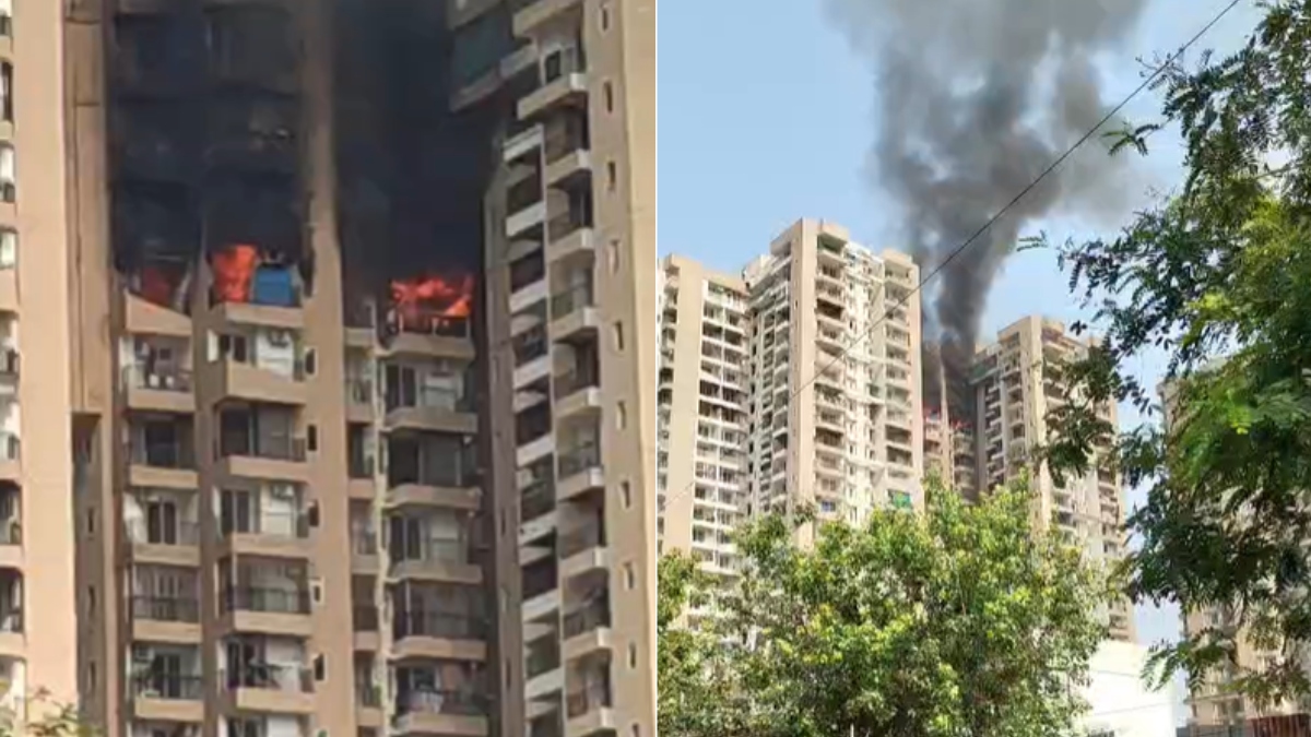 Massive fire breaks out in high-rise apartment in Noida's Sector-119; firefighting operation underway