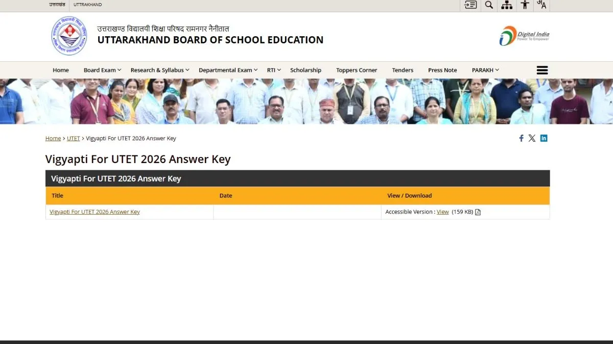 Ubse UTET answer key 2026 OUT at ubse.uk.gov.in; know how to raise ...
