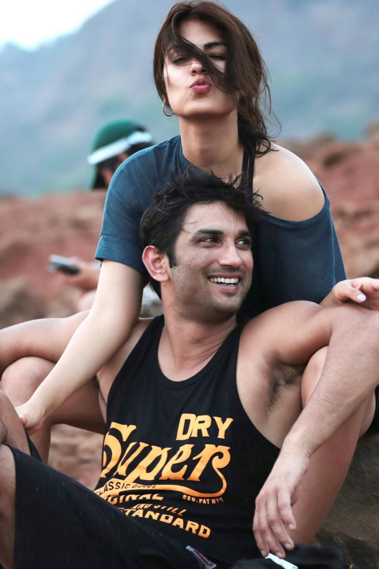 Sushant and Rhea seem to be in a goofy mood as the actor rests in his ladylove&amp;rsquo;s arms.&amp;nbsp;