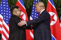 Donald Trump with Kim Jong Un at Singapore Summit