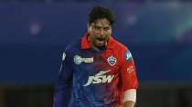 Kuldeep Yadav celebrates after taking wicket of KKR batsman in IPL 2022