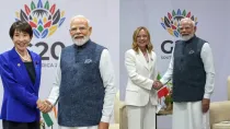 PM Modi with Japan&#039;s Sanae Takaichi (left) and Italy&#039;s