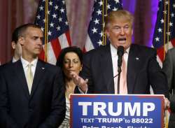 Donald Trump with campaign manager Corey Lewandowski  on left