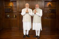 Narendra Modi with his wax statue