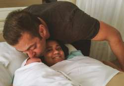 Salman Khan with his new born nephew Ahil and sister Arpita Khan