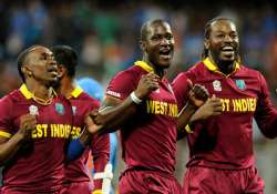 West Indies' players doing the 'Champion Dance'