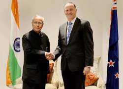 President Pranab Mukherjee and New Zealand Prime Minister John Key