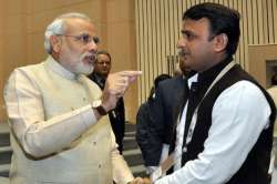 Akhilesh Yadav with Narendra Modi