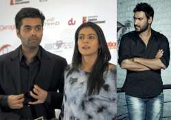 Karan Johar with Kajol, Ajay Devgn