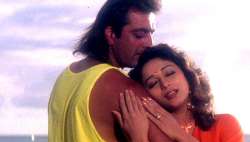 Madhuri Dixit and Sanjay Dutt in one of their movies.