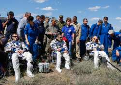 Three International Space Station astronauts land in Kazakhstan