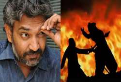 SS Rajamouli and a still of Baahubali 1