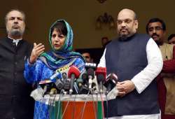 Mehbooba Mufti with Amit Shah