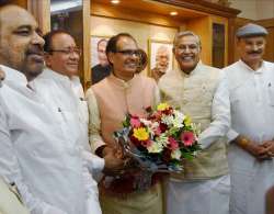 Madhya Pradesh CM Shivraj Singh Chouhan with Speaker Sita Saran Sharma