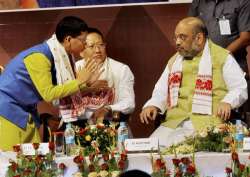 Arunachal Pradesh CM Kalikho Pul with BJP president Amit Shah in Guwahati