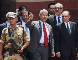 Foreign Secretary S Jaishankar with Pakistani counterpart Aijaz Choudhary